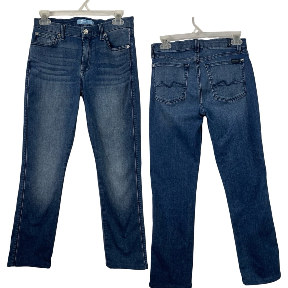 7FAM B(air) Kimmie Straight Blue Jeans 29 Denim Casual Stretch Minimalist Contem